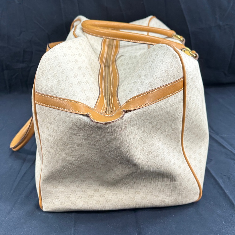 Vtg Gucci Travel Duffel GG Monogram Signature Red & Green Web Stripes Bag - Picture 3 of 17